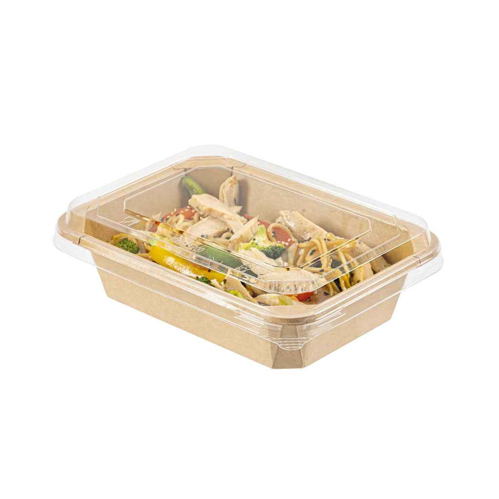 Sustain Octagonal Clear PLA Plastic Dome Lid - Fits 41 oz Container - 9" x 6 1/4" x 1 1/4" - 25 count box