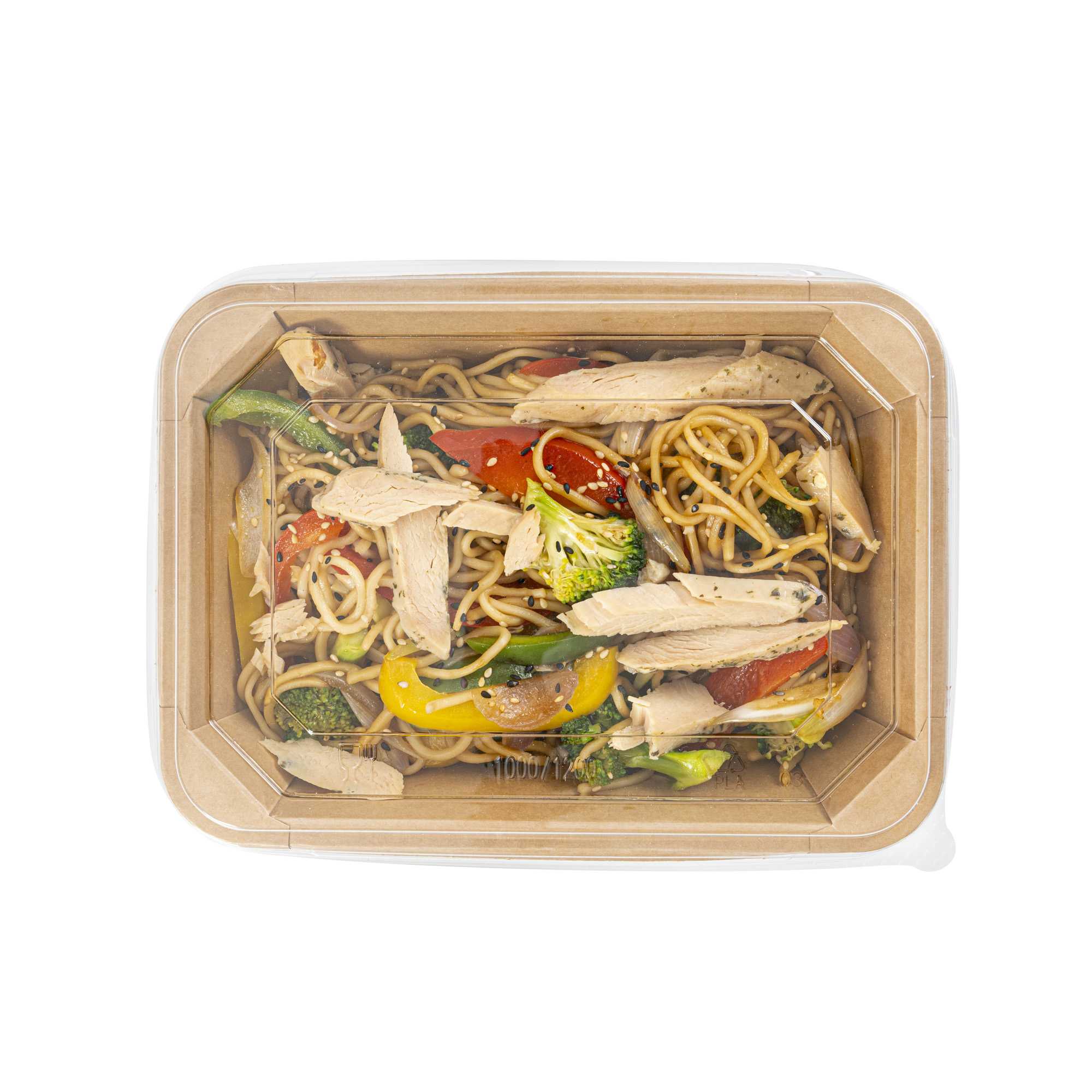 Sustain Octagonal Clear PLA Plastic Dome Lid - Fits 41 oz Container - 9" x 6 1/4" x 1 1/4" - 25 count box