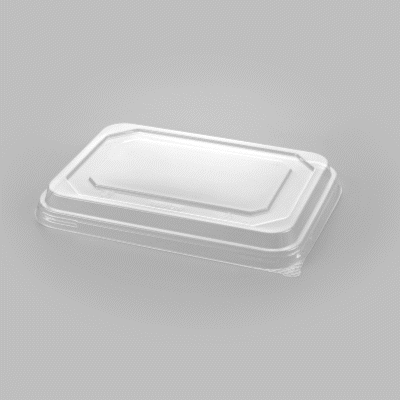 Sustain Octagonal Clear PLA Plastic Dome Lid - Fits 41 oz Container - 9" x 6 1/4" x 1 1/4" - 25 count box