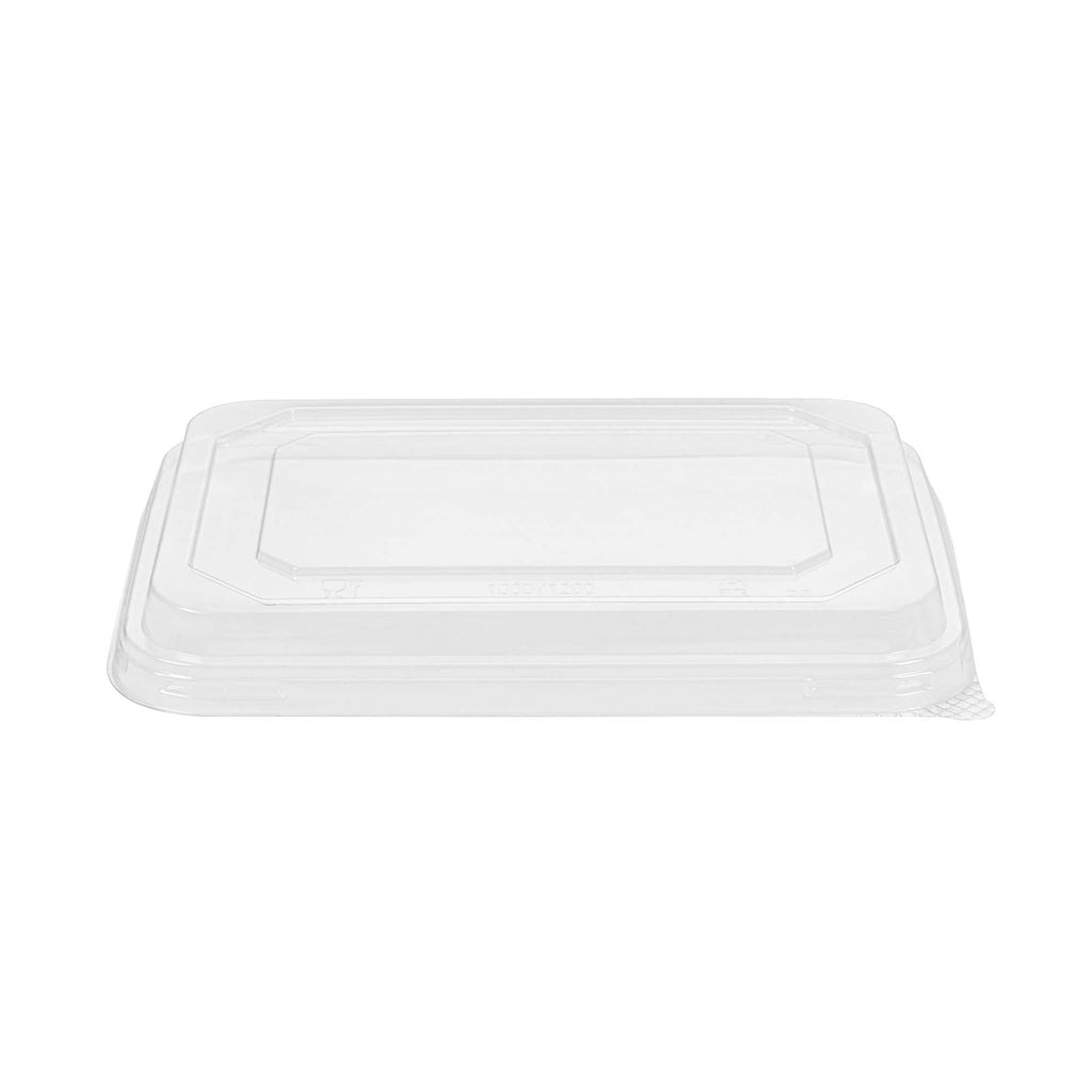 Sustain Octagonal Clear PLA Plastic Dome Lid - Fits 41 oz Container - 9" x 6 1/4" x 1 1/4" - 25 count box