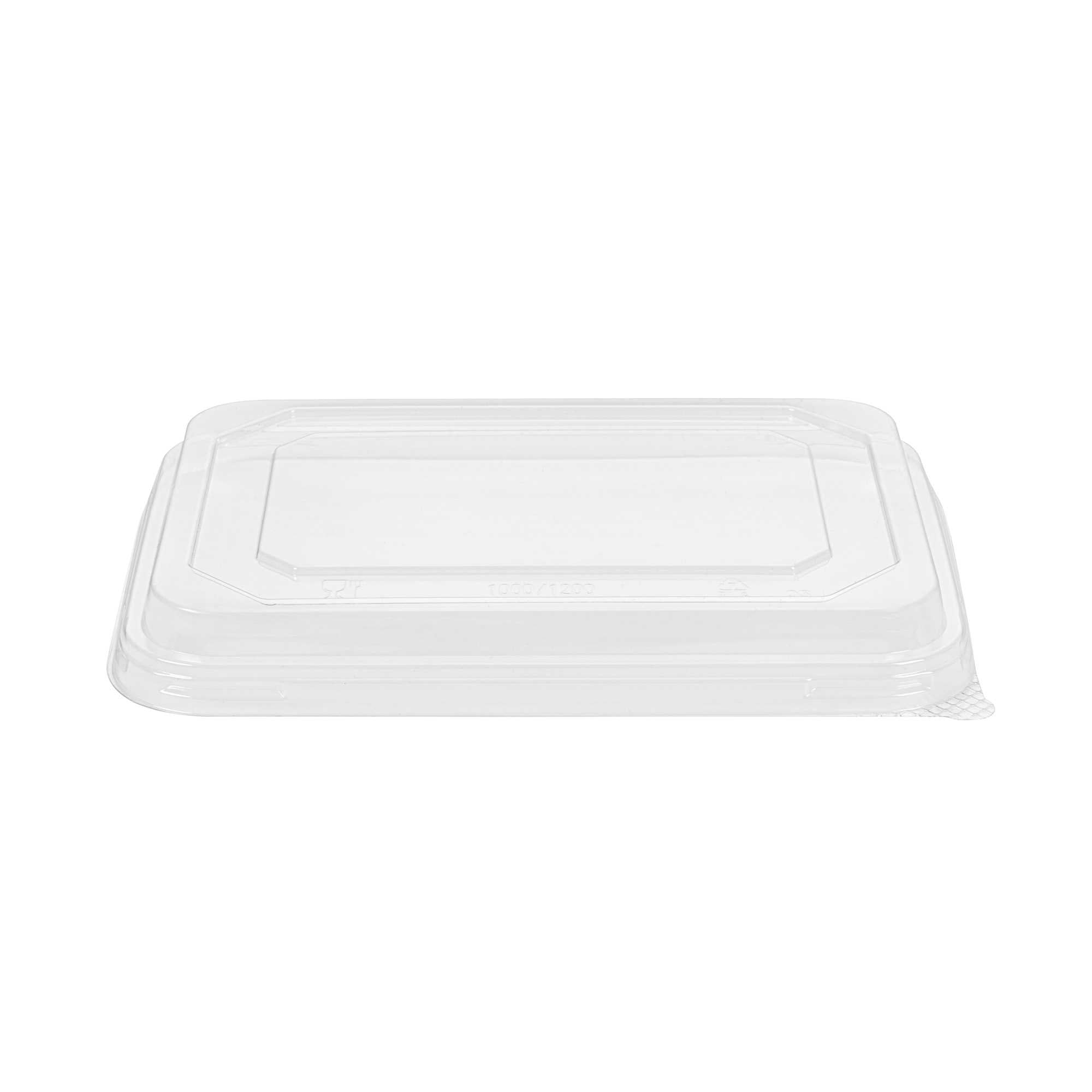 Sustain Octagonal Clear PLA Plastic Dome Lid - Fits 41 oz Container - 9" x 6 1/4" x 1 1/4" - 25 count box