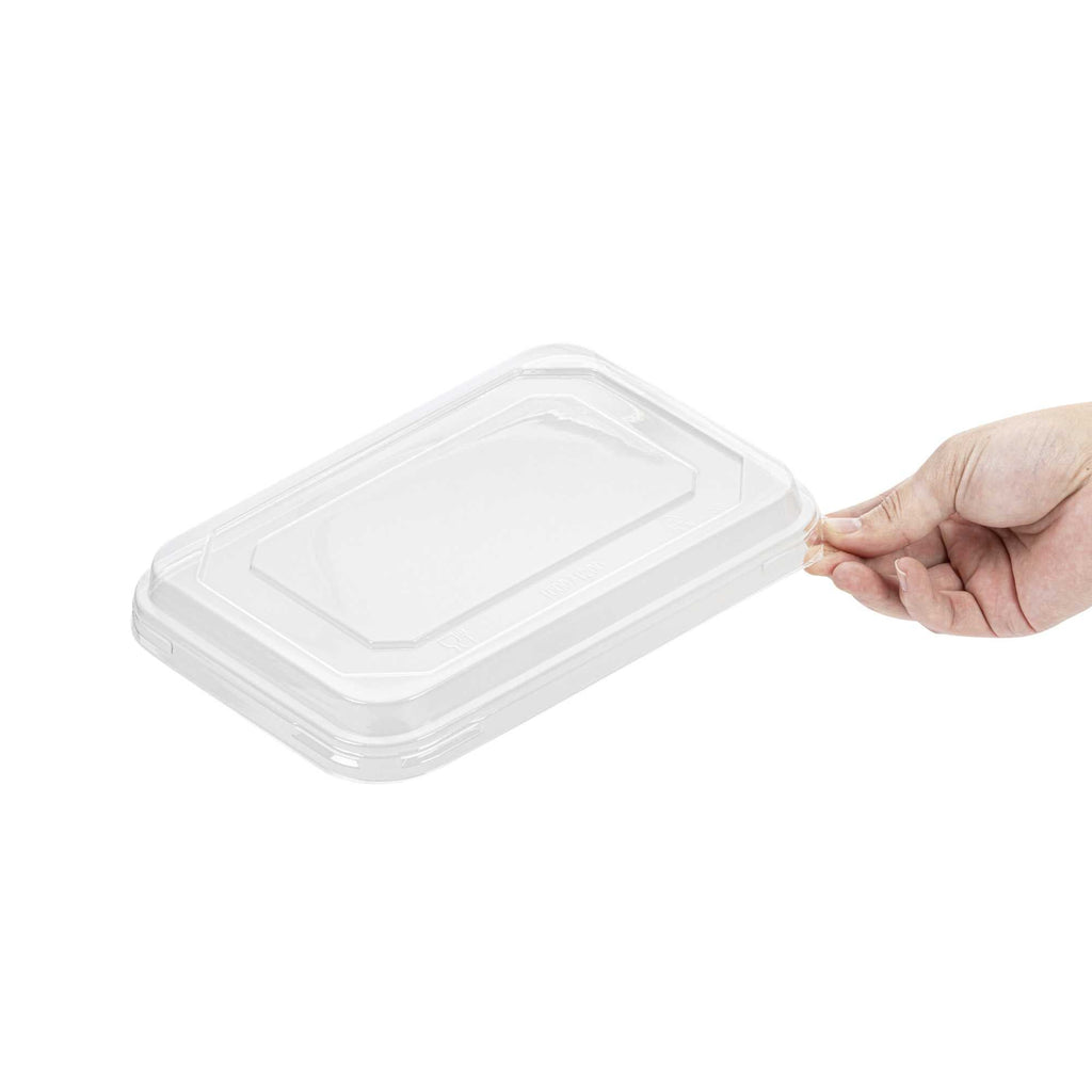 Sustain Octagonal Clear PLA Plastic Dome Lid - Fits 41 oz Container - 9" x 6 1/4" x 1 1/4" - 100 count box