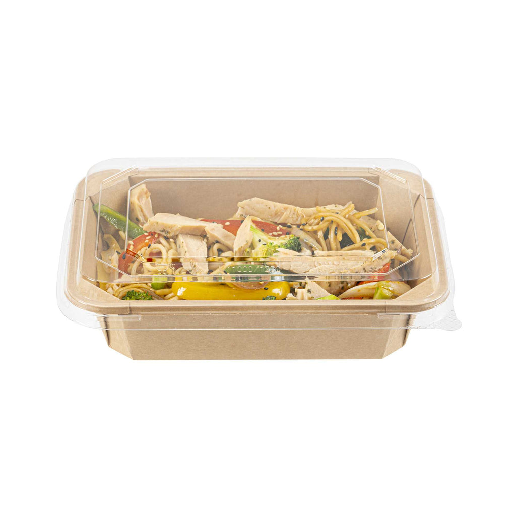 Sustain Octagonal Clear PLA Plastic Dome Lid - Fits 41 oz Container - 9" x 6 1/4" x 1 1/4" - 100 count box