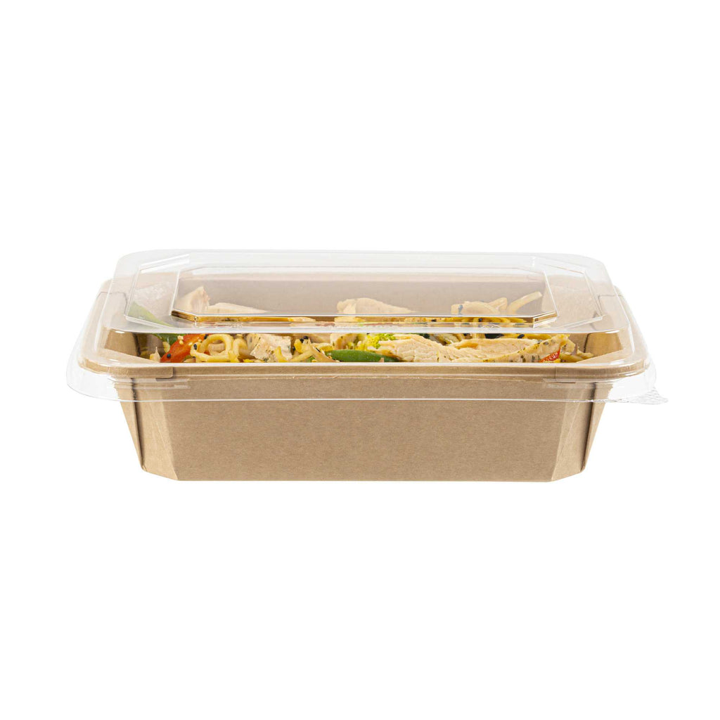 Sustain Octagonal Clear PLA Plastic Dome Lid - Fits 41 oz Container - 9" x 6 1/4" x 1 1/4" - 100 count box