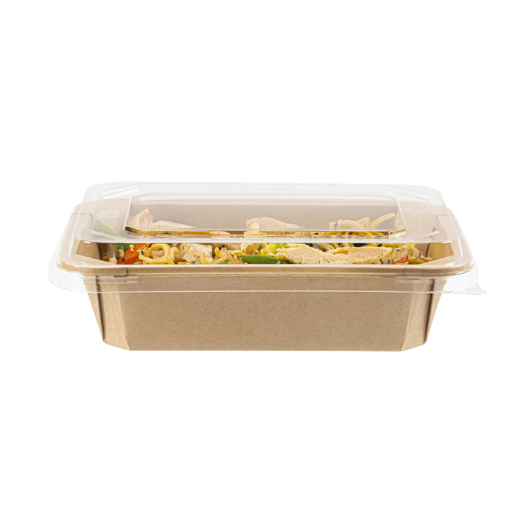 Sustain Octagonal Clear PLA Plastic Dome Lid - Fits 41 oz Container - 9" x 6 1/4" x 1 1/4" - 100 count box