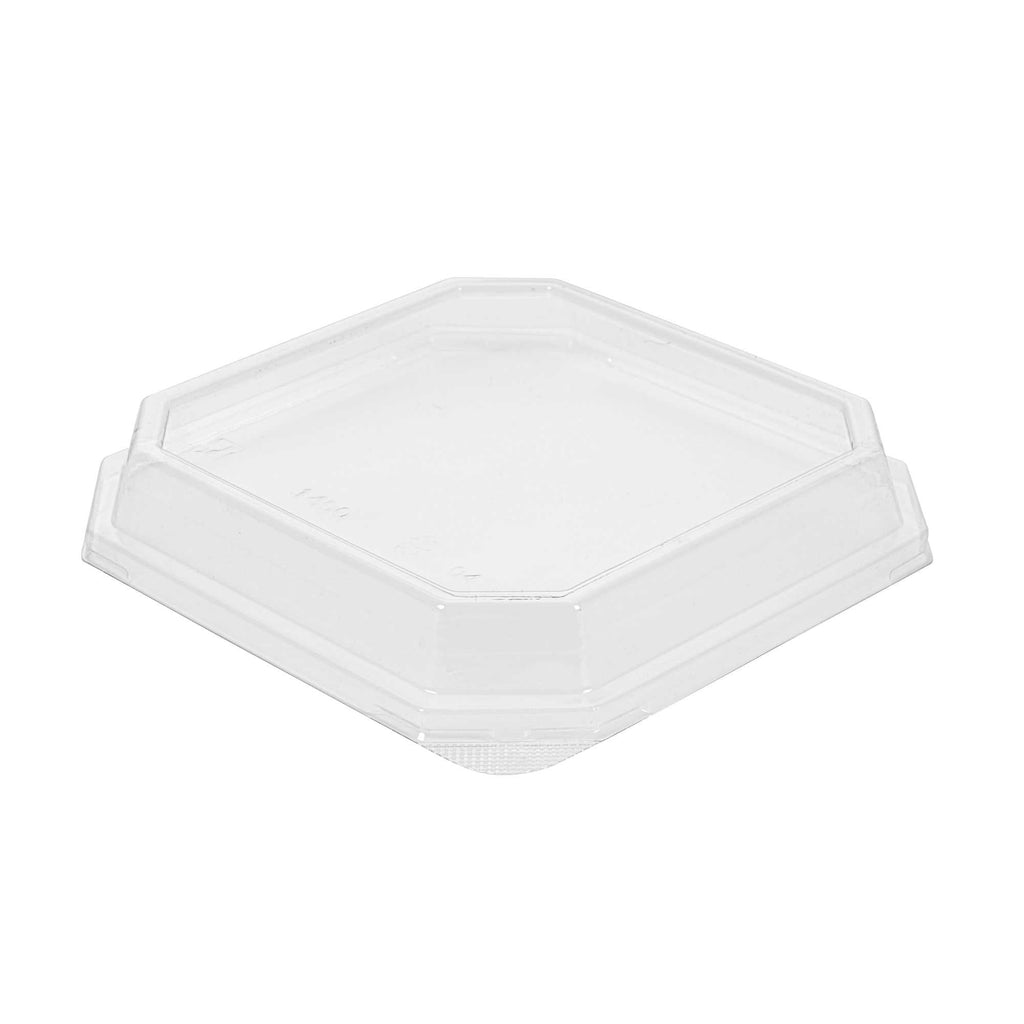 Sustain Octagonal Clear PLA Plastic Dome Lid - Fits 41 oz Container - 7 3/4" x 7 3/4" x 1 1/4" - 100 count box