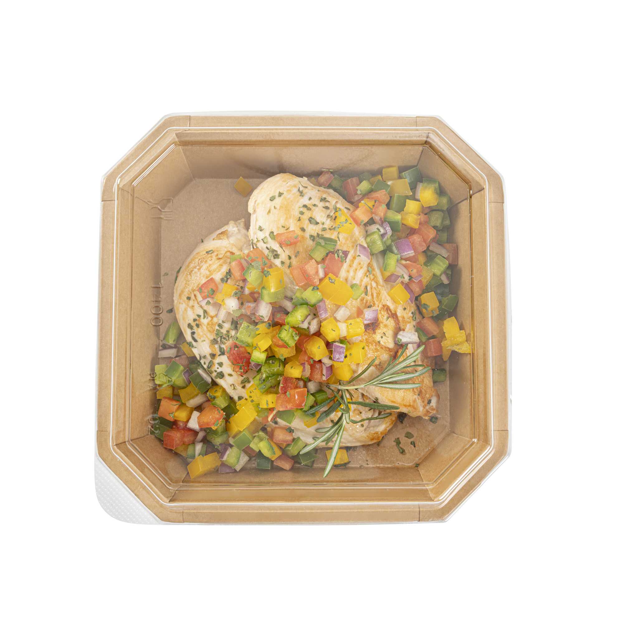 Sustain Octagonal Clear PLA Plastic Dome Lid - Fits 41 oz Container - 7 3/4" x 7 3/4" x 1 1/4" - 25 count box