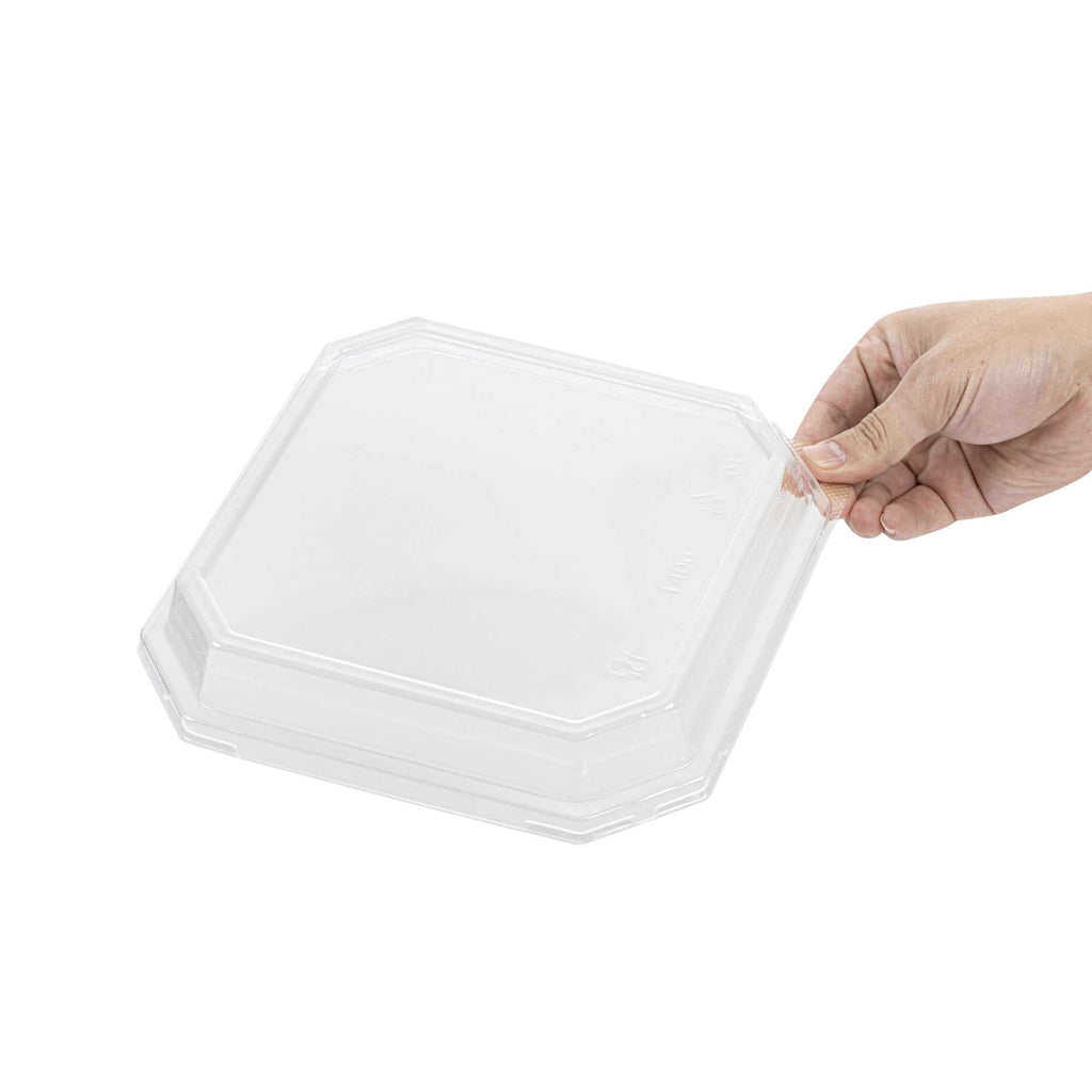 Sustain Octagonal Clear PLA Plastic Dome Lid - Fits 41 oz Container - 7 3/4" x 7 3/4" x 1 1/4" - 100 count box