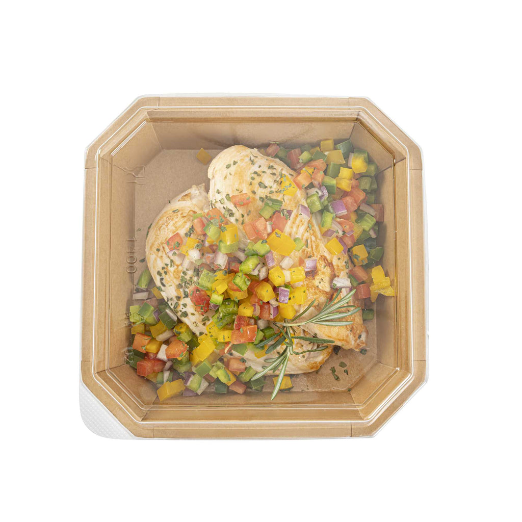 Sustain Octagonal Clear PLA Plastic Dome Lid - Fits 41 oz Container - 7 3/4" x 7 3/4" x 1 1/4" - 100 count box