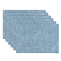 Denim Mesh Rectangle Blue Vinyl Linen-Feel Placemat - 17 3/4" x 11 3/4" - 6 count box