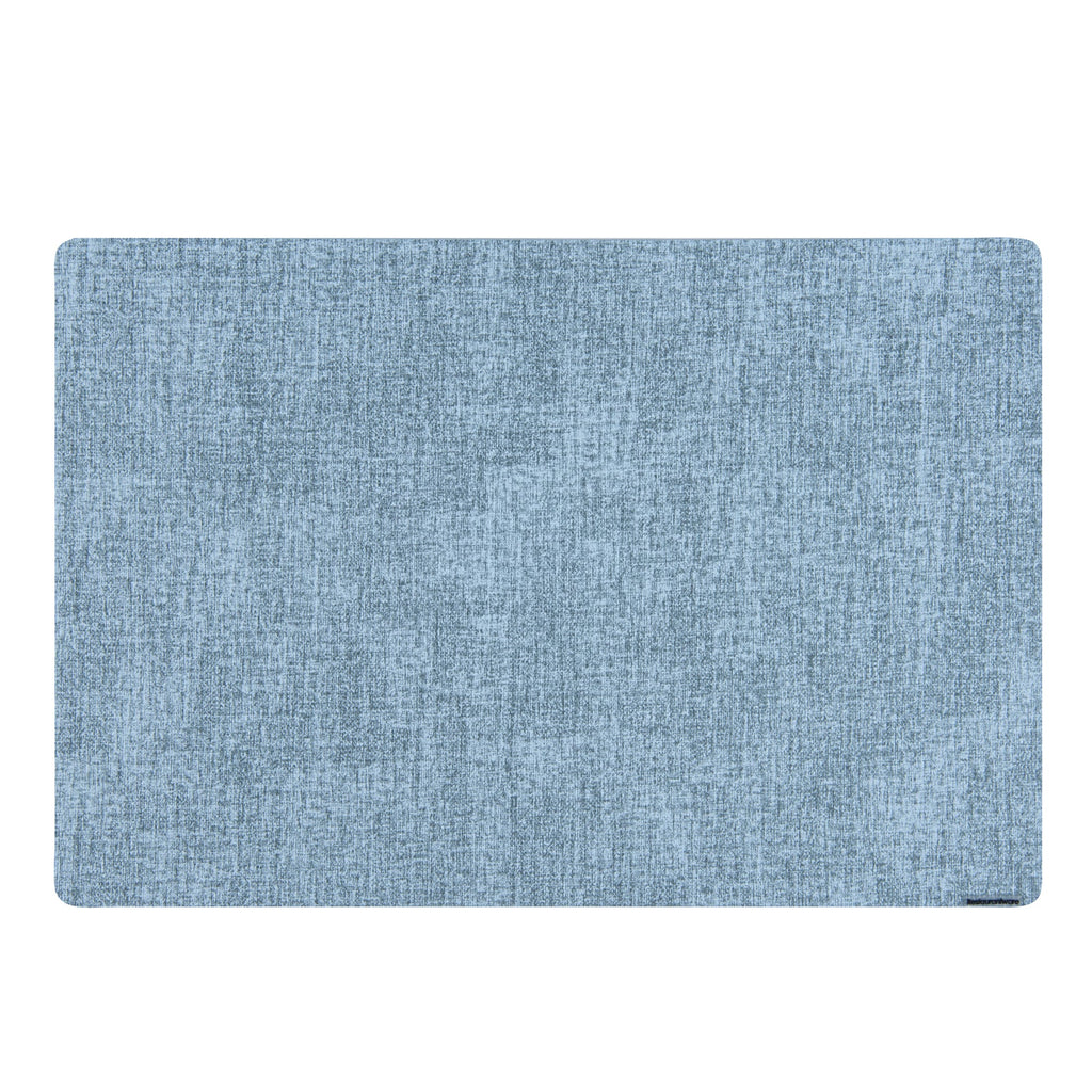 Denim Mesh Rectangle Blue Vinyl Linen-Feel Placemat - 17 3/4" x 11 3/4" - 6 count box