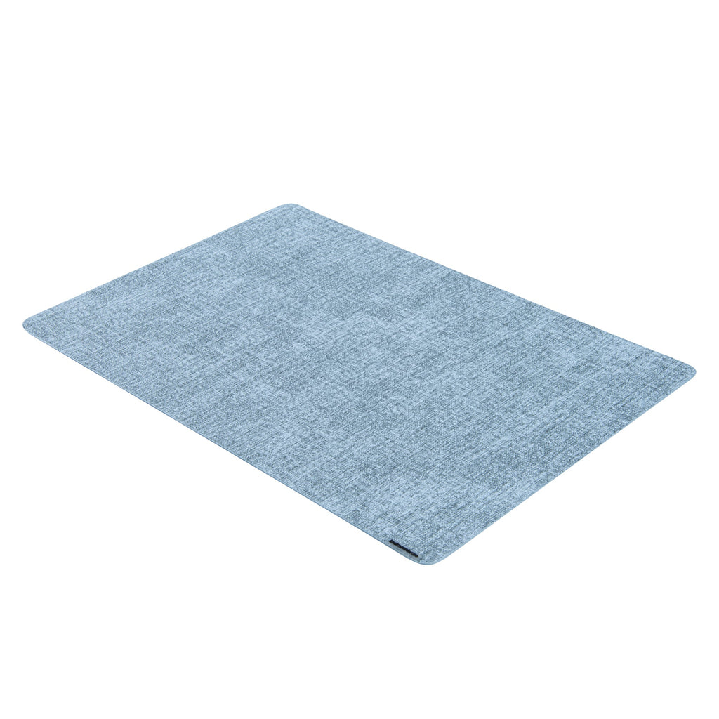 Denim Mesh Rectangle Blue Vinyl Linen-Feel Placemat - 17 3/4" x 11 3/4" - 6 count box