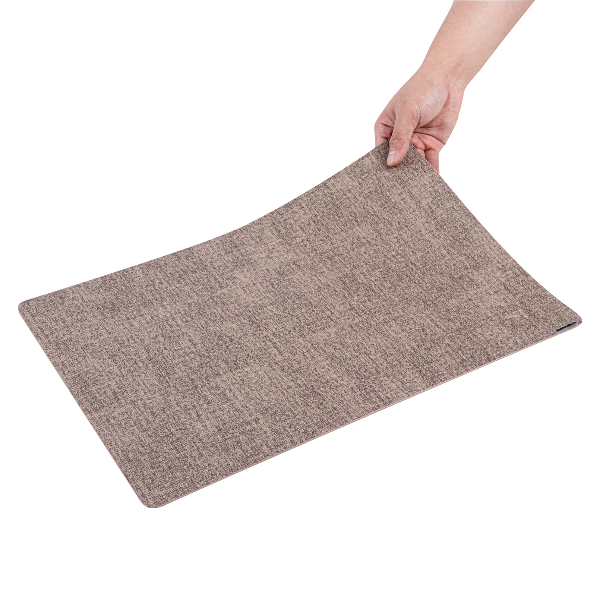 Denim Mesh Rectangle Brown Vinyl Linen-Feel Placemat - 17 3/4" x 11 3/4" - 6 count box
