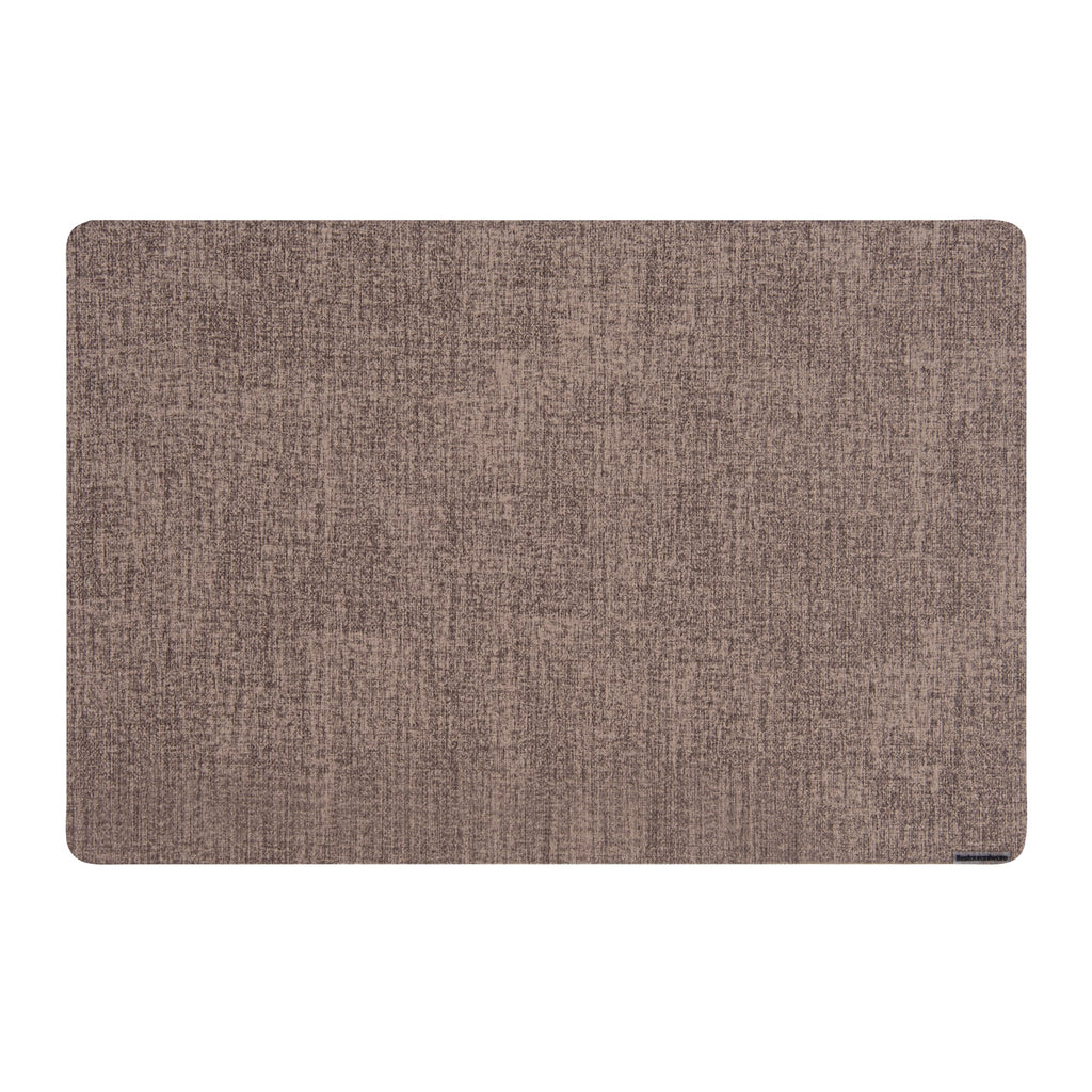 Denim Mesh Rectangle Brown Vinyl Linen-Feel Placemat - 17 3/4" x 11 3/4" - 6 count box
