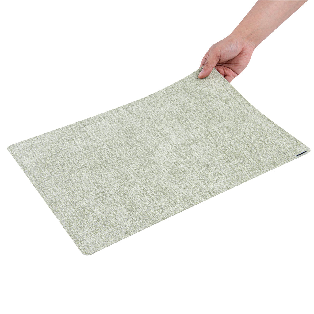 Denim Mesh Rectangle Green Vinyl Linen-Feel Placemat - 17 3/4" x 11 3/4" - 6 count box