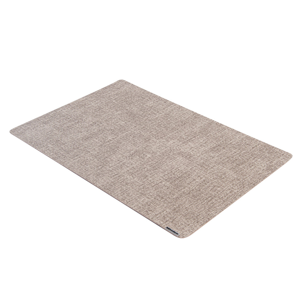 Denim Mesh Rectangle Beige Vinyl Linen-Feel Placemat - 17 3/4" x 11 3/4" - 6 count box
