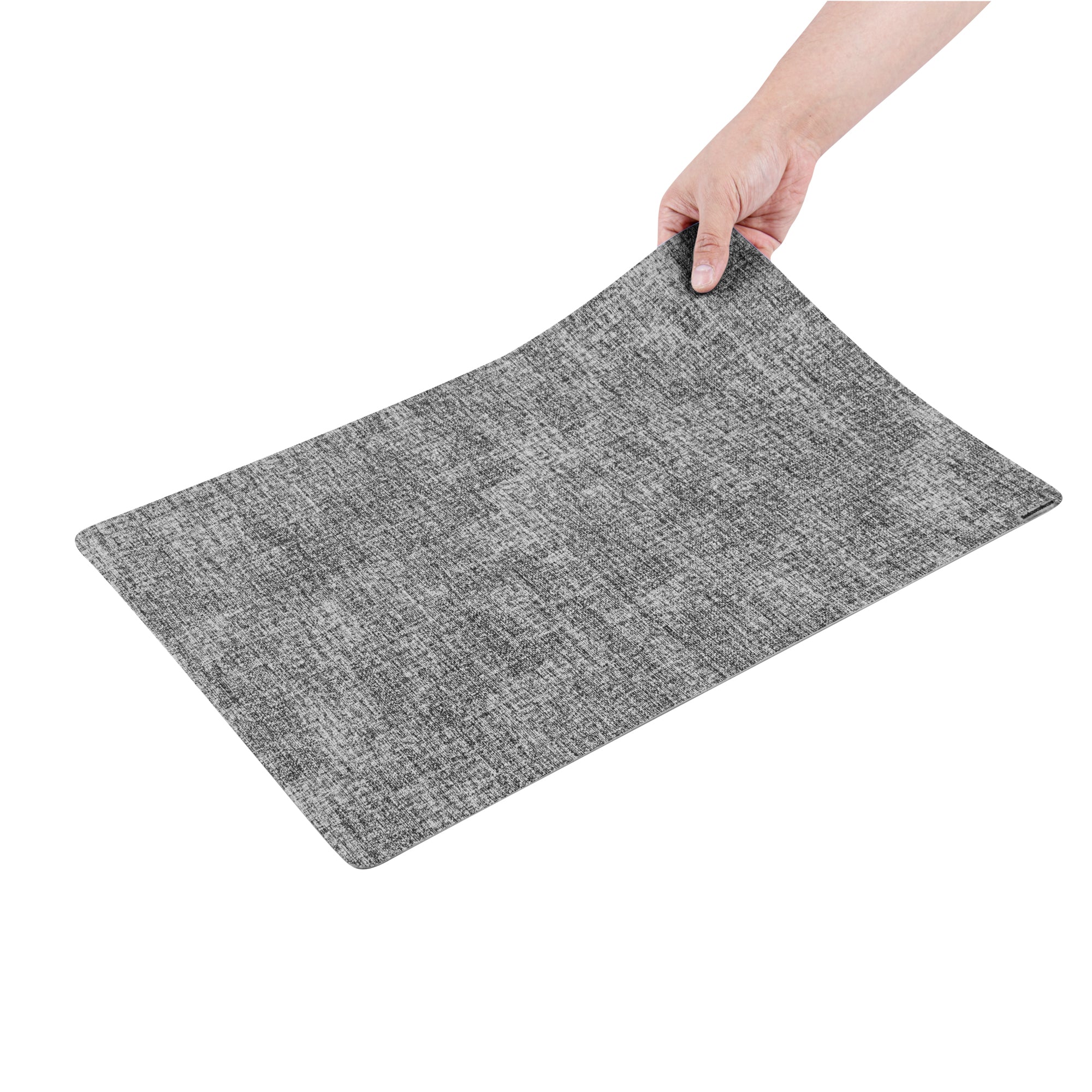 Denim Mesh Rectangle Light Gray Vinyl Linen-Feel Placemat - 17 3/4" x 11 3/4" - 6 count box