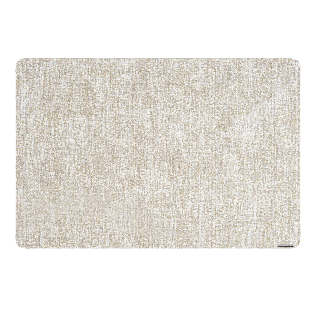Denim Mesh Rectangle White Vinyl Linen-Feel Placemat - 17 3/4" x 11 3/4" - 6 count box