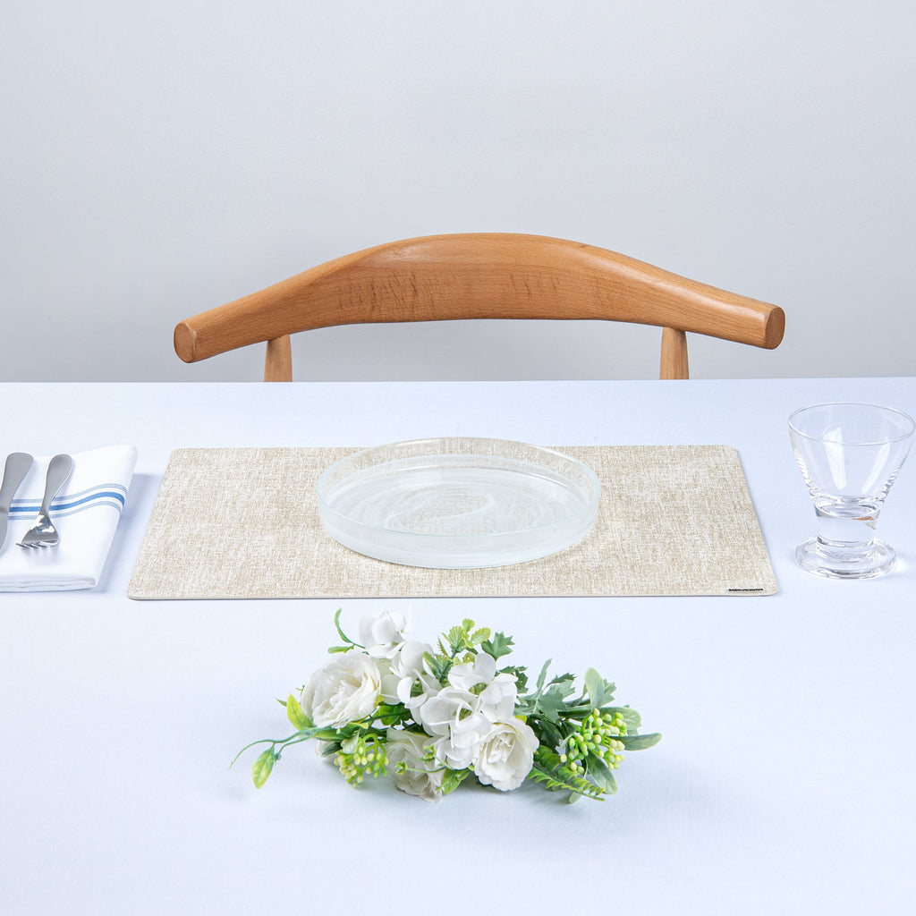 Denim Mesh Rectangle White Vinyl Linen-Feel Placemat - 17 3/4" x 11 3/4" - 6 count box