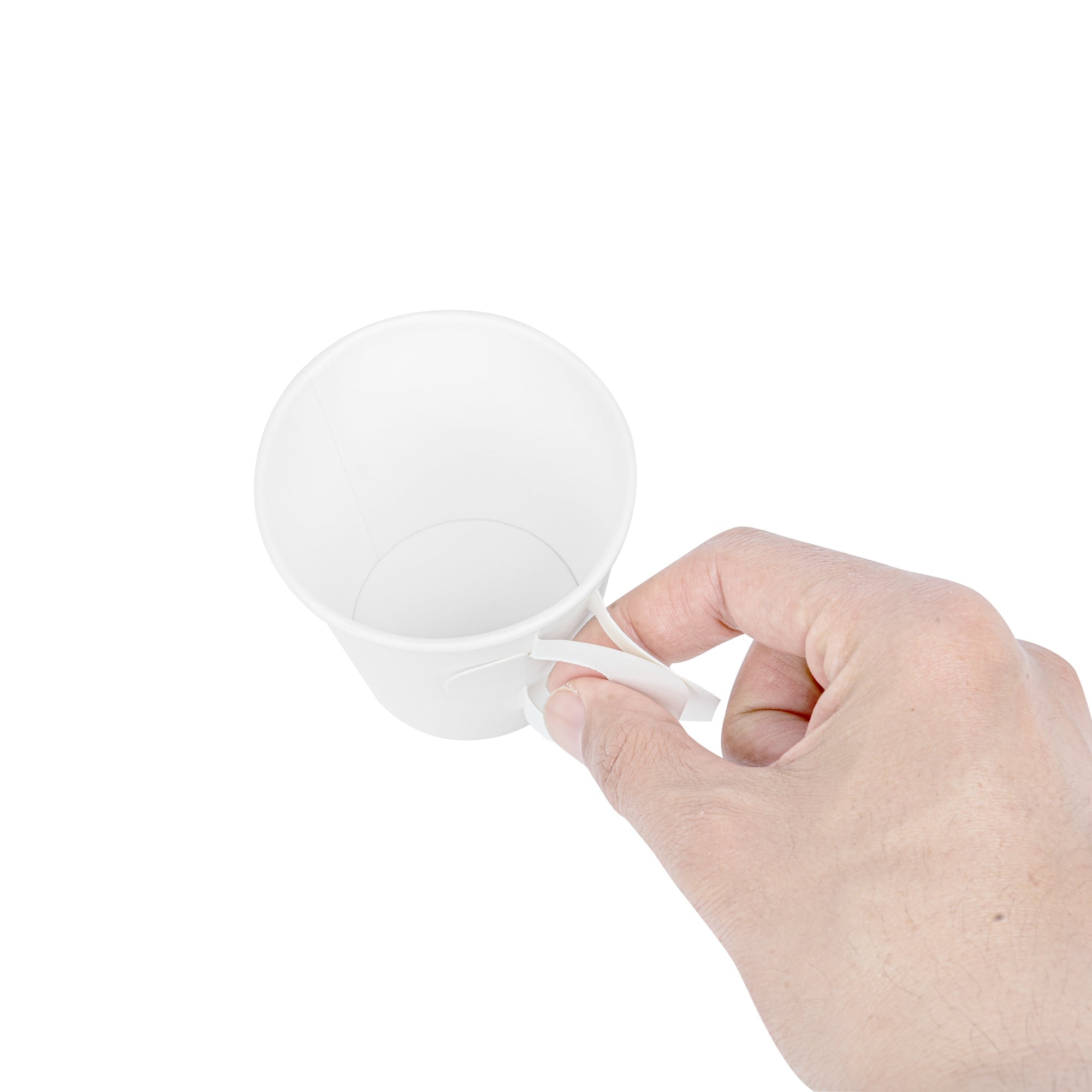Restpresso 7 oz White Paper Coffee Cup - with Handle, Single Wall - 2 3/4" x 2 3/4" x 3" - 1000 count box