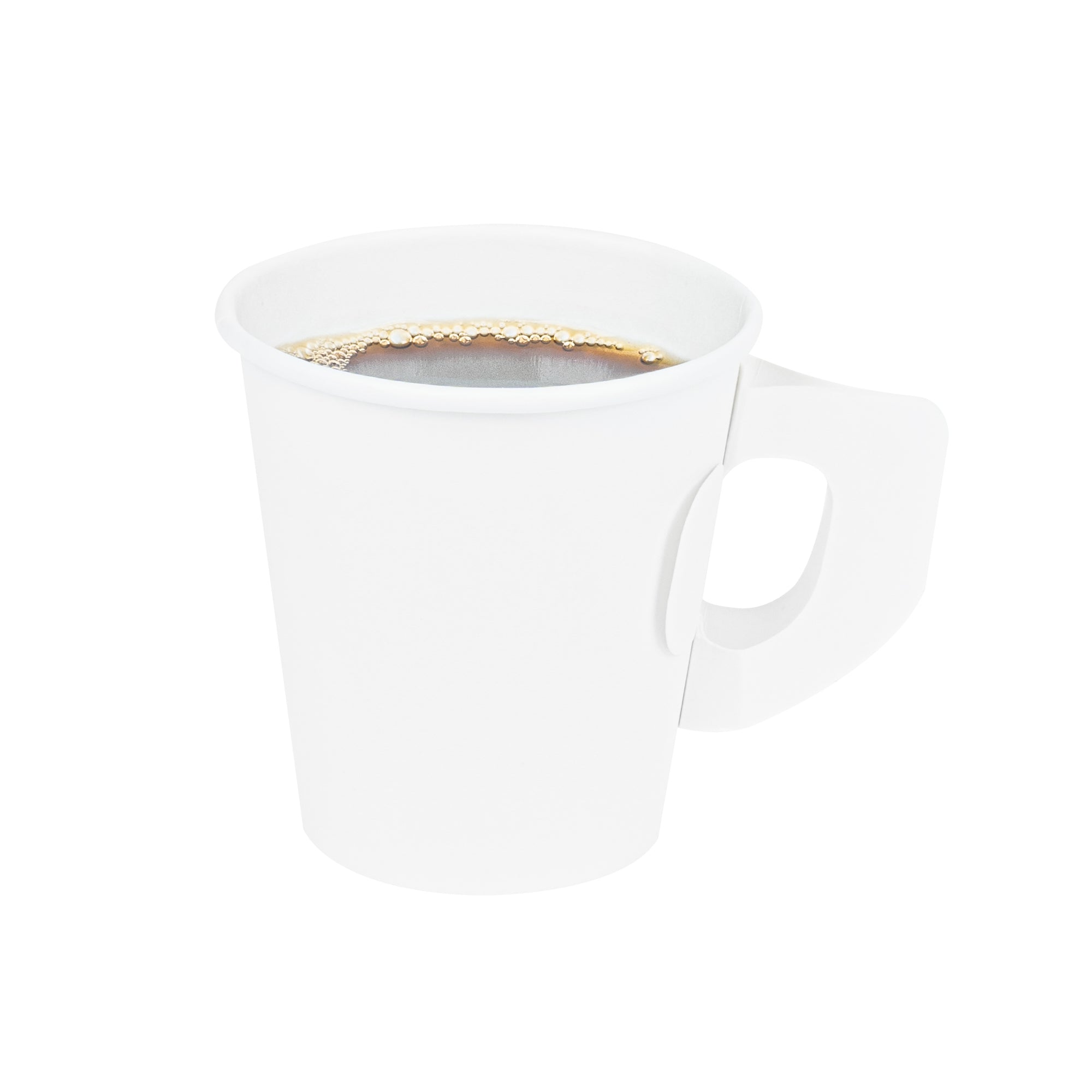 Restpresso 7 oz White Paper Coffee Cup - with Handle, Single Wall - 2 3/4" x 2 3/4" x 3" - 1000 count box