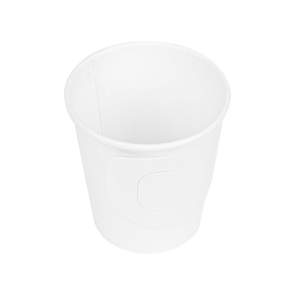 Restpresso 7 oz White Paper Coffee Cup - with Handle, Single Wall - 2 3/4" x 2 3/4" x 3" - 1000 count box
