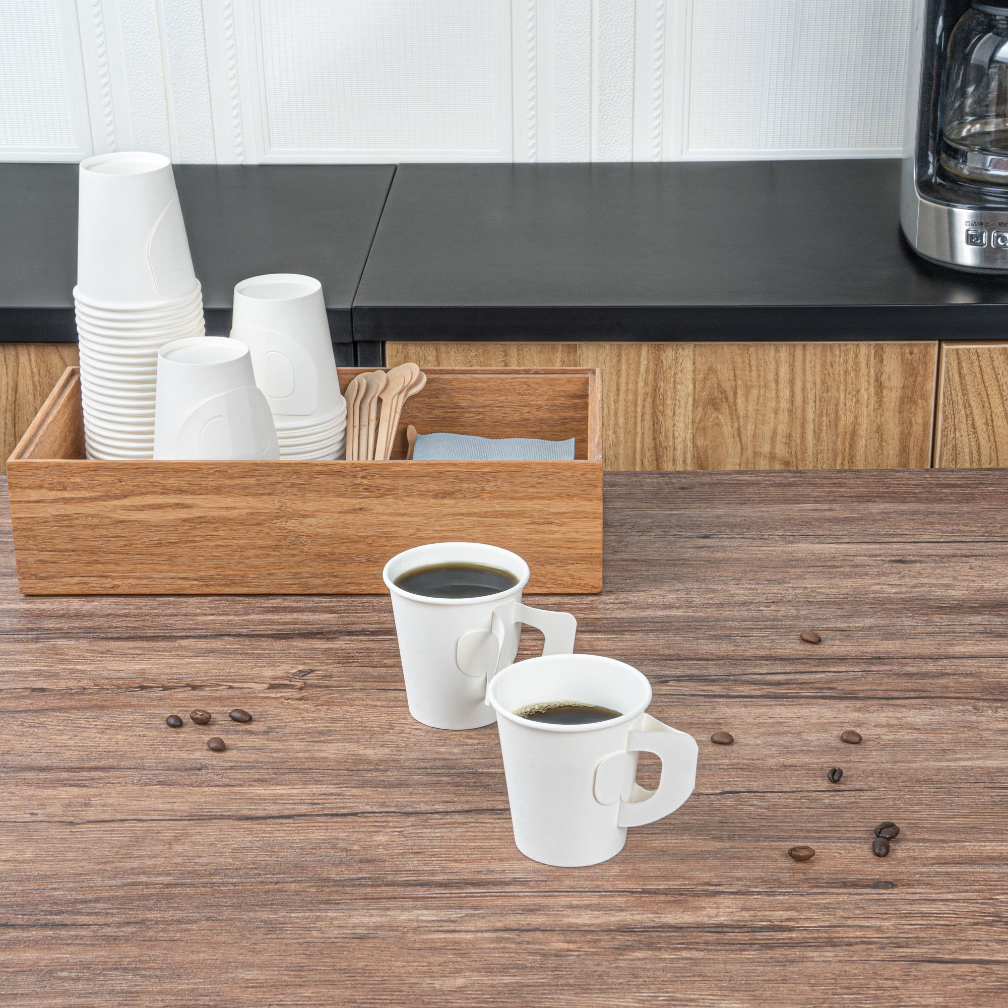 Restpresso 7 oz White Paper Coffee Cup - with Handle, Single Wall - 2 3/4" x 2 3/4" x 3" - 1000 count box