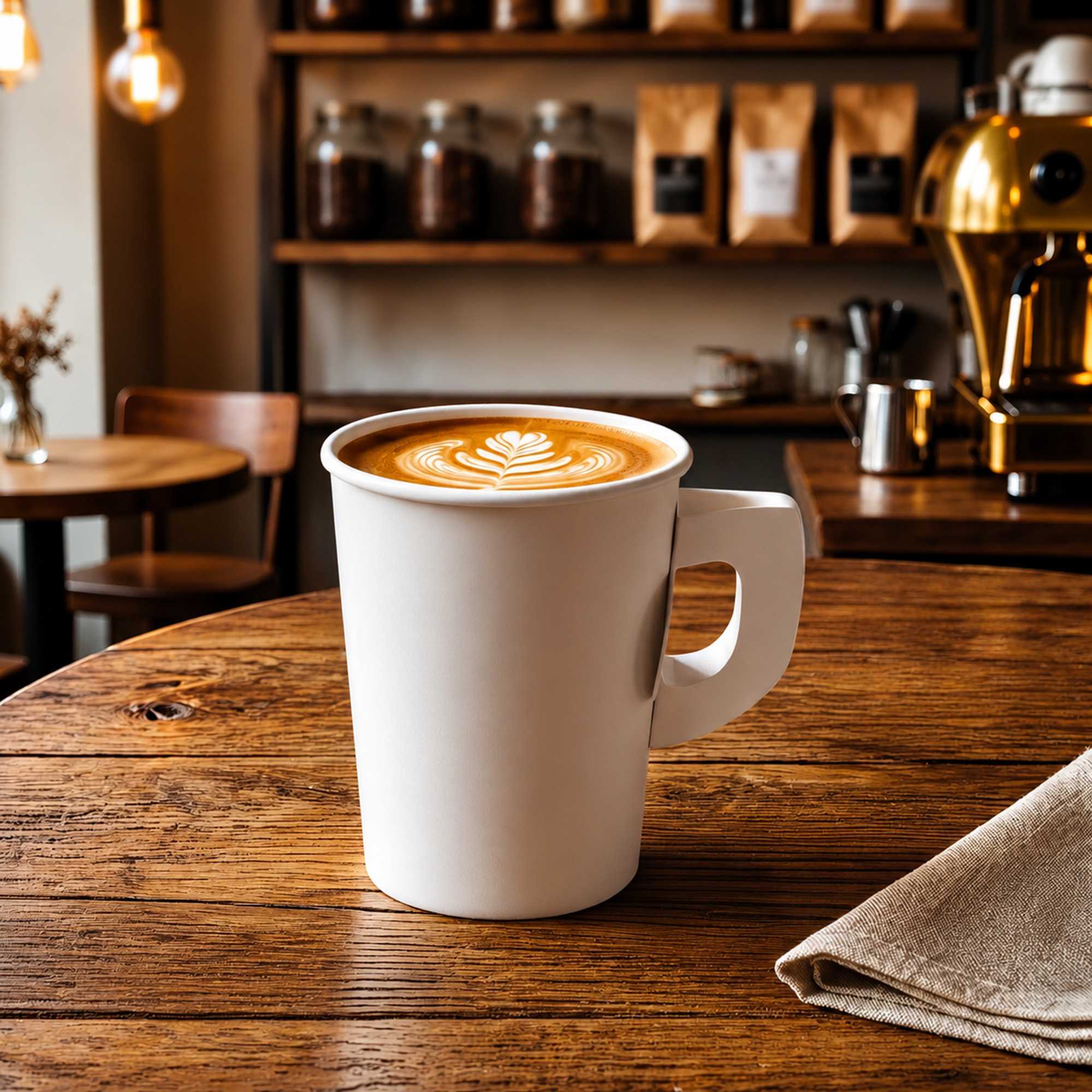 Restpresso 9 oz White Paper Coffee Cup - with Handle, Single Wall - 3" x 3" x 3 1/2" - 100 count box
