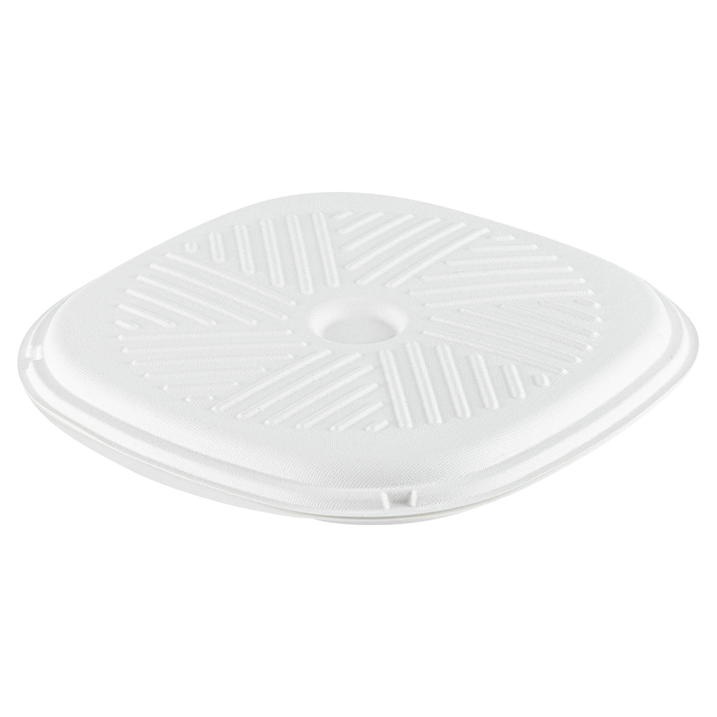 Pulp Safe No PFAS Added White Sugarcane / Bagasse Pizza Box - 13 3/4" x 13 3/4" x 1" - 25 count box