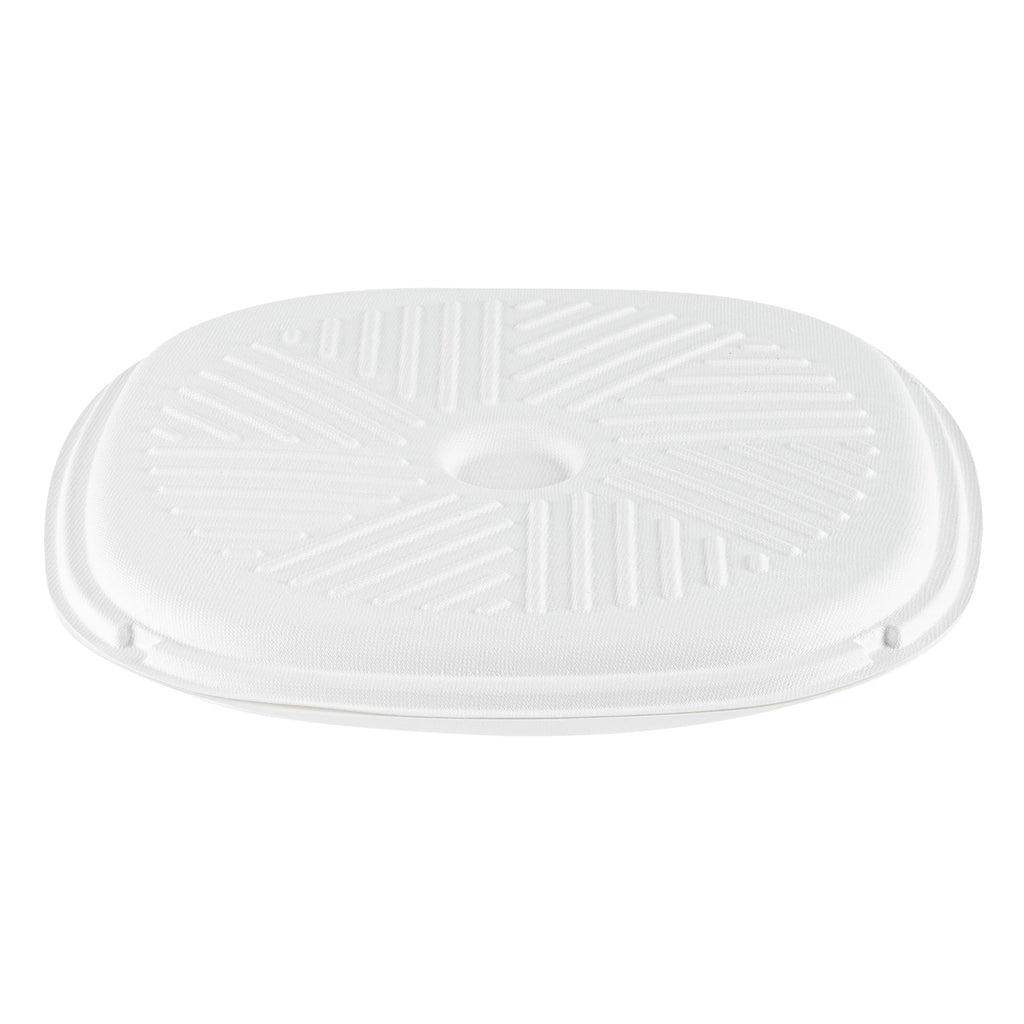 Pulp Safe No PFAS Added White Sugarcane / Bagasse Pizza Box - 13 3/4" x 13 3/4" x 1" - 25 count box