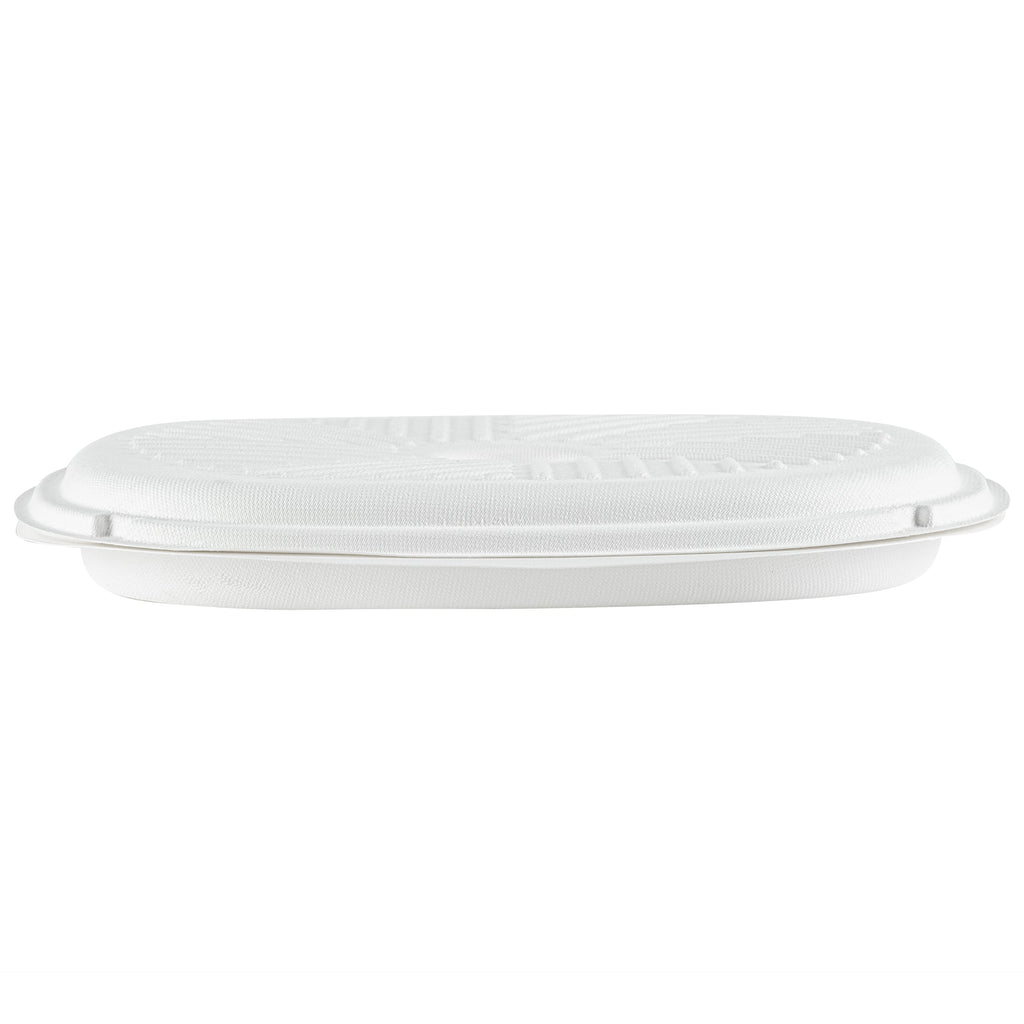 Pulp Safe No PFAS Added White Sugarcane / Bagasse Pizza Box - 13 3/4" x 13 3/4" x 1" - 25 count box