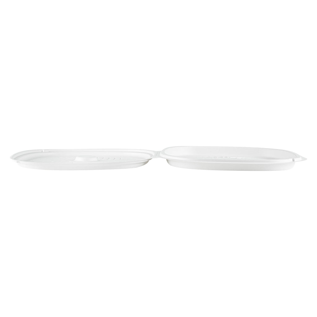 Pulp Safe No PFAS Added White Sugarcane / Bagasse Pizza Box - 13 3/4" x 13 3/4" x 1" - 25 count box