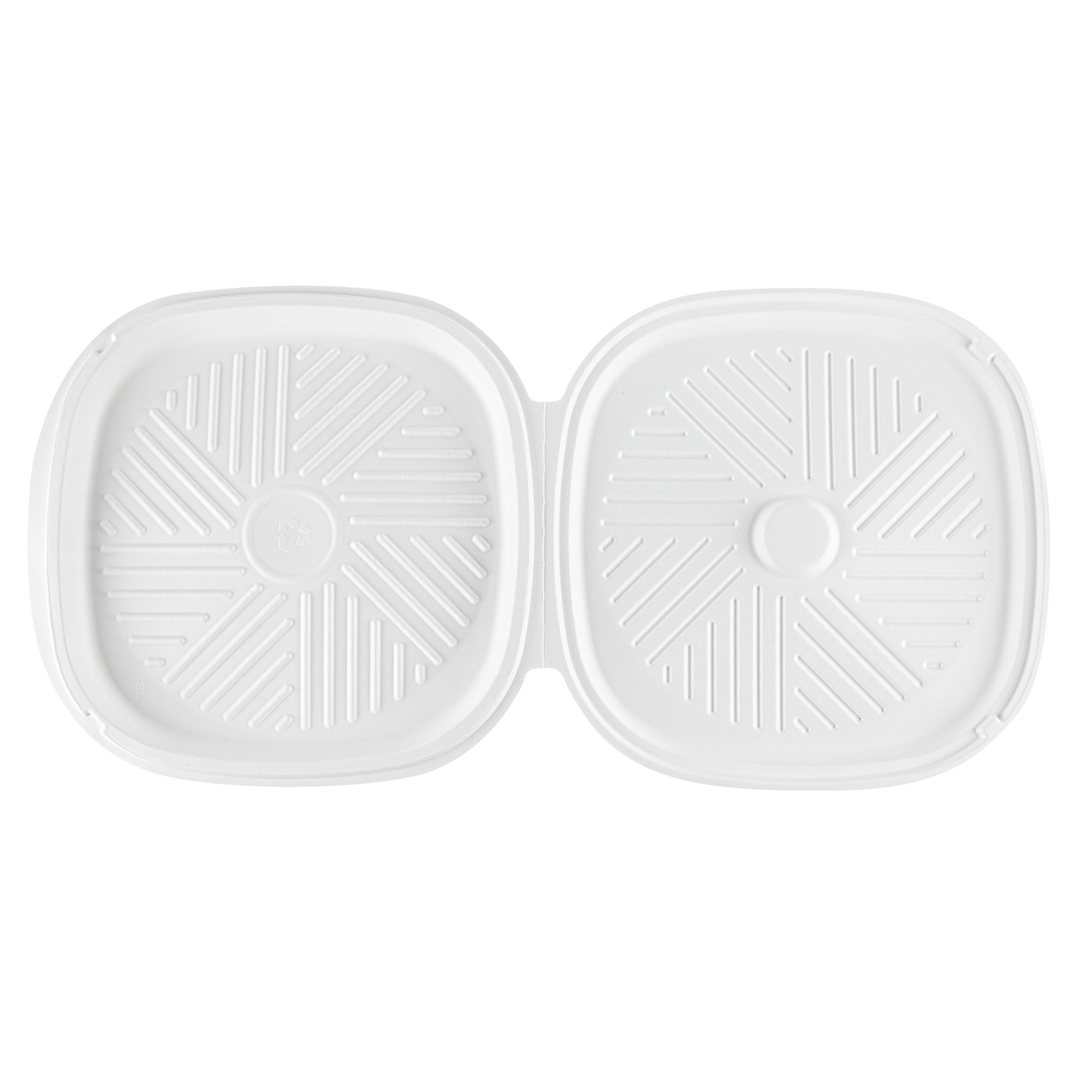 Pulp Safe No PFAS Added White Sugarcane / Bagasse Pizza Box - 13 3/4" x 13 3/4" x 1" - 25 count box
