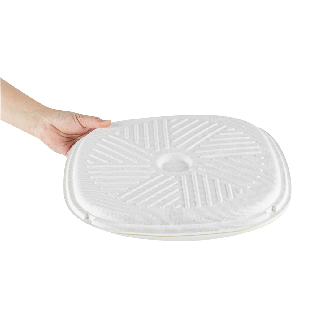 Pulp Safe No PFAS Added White Sugarcane / Bagasse Pizza Box - 13 3/4" x 13 3/4" x 1" - 50 count box