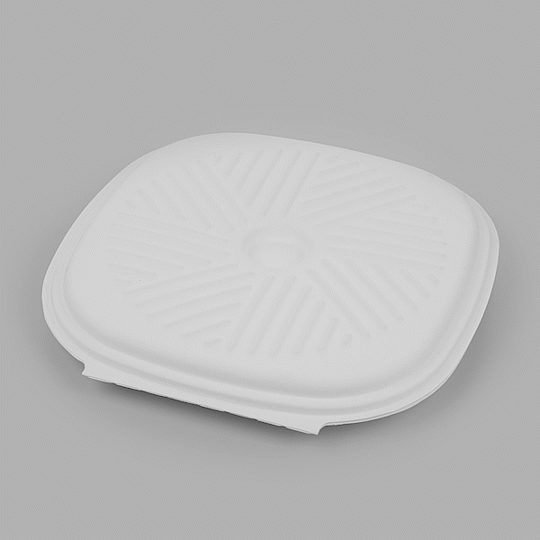 Pulp Safe No PFAS Added White Sugarcane / Bagasse Pizza Box - 13 3/4" x 13 3/4" x 1" - 50 count box