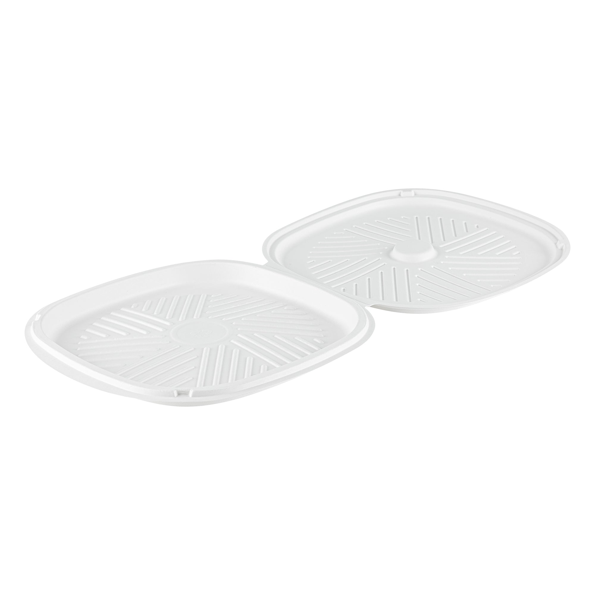 Pulp Safe No PFAS Added White Sugarcane / Bagasse Pizza Box - 13 3/4" x 13 3/4" x 1" - 50 count box