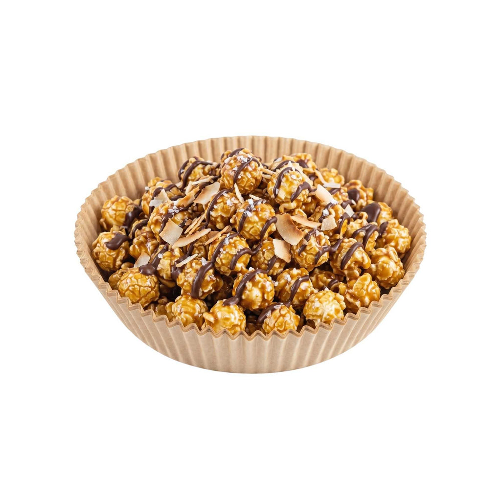 Pastry Tek Round Unbleached Air Fryer Liner / Parchment Paper - Silicone Coated - 6 1/4" x 6 1/4" x 1 3/4" - 100 count box