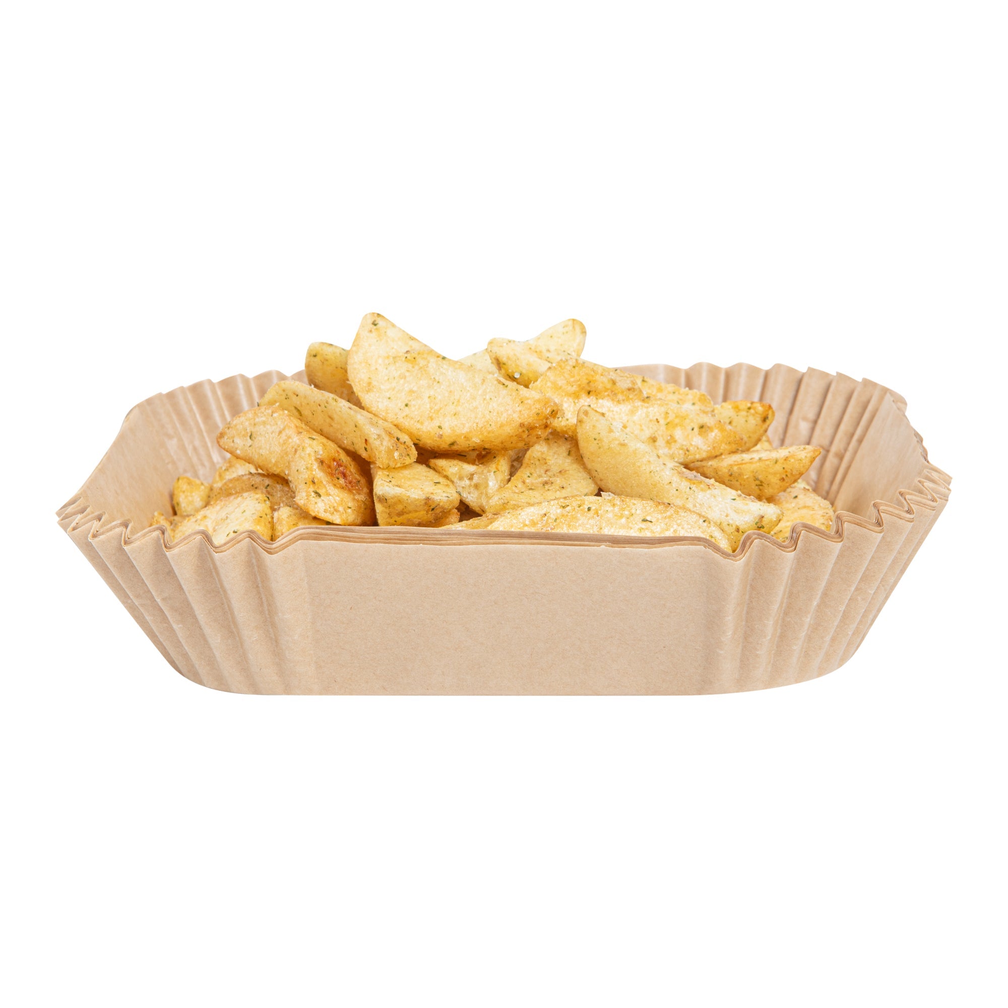 Pastry Tek Square Unbleached Air Fryer Liner / Parchment Paper - Silicone Coated - 6 1/4" x 6 1/4" x 1 3/4" - 100 count box