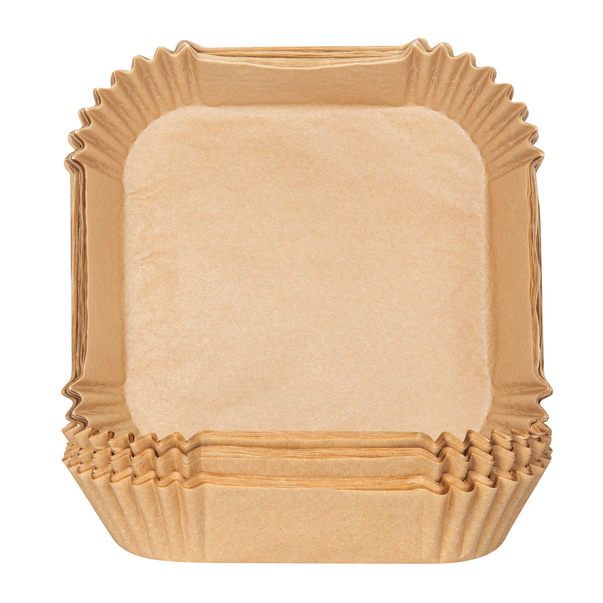 Pastry Tek Square Unbleached Air Fryer Liner / Parchment Paper - Silicone Coated - 6 1/4" x 6 1/4" x 1 3/4" - 100 count box