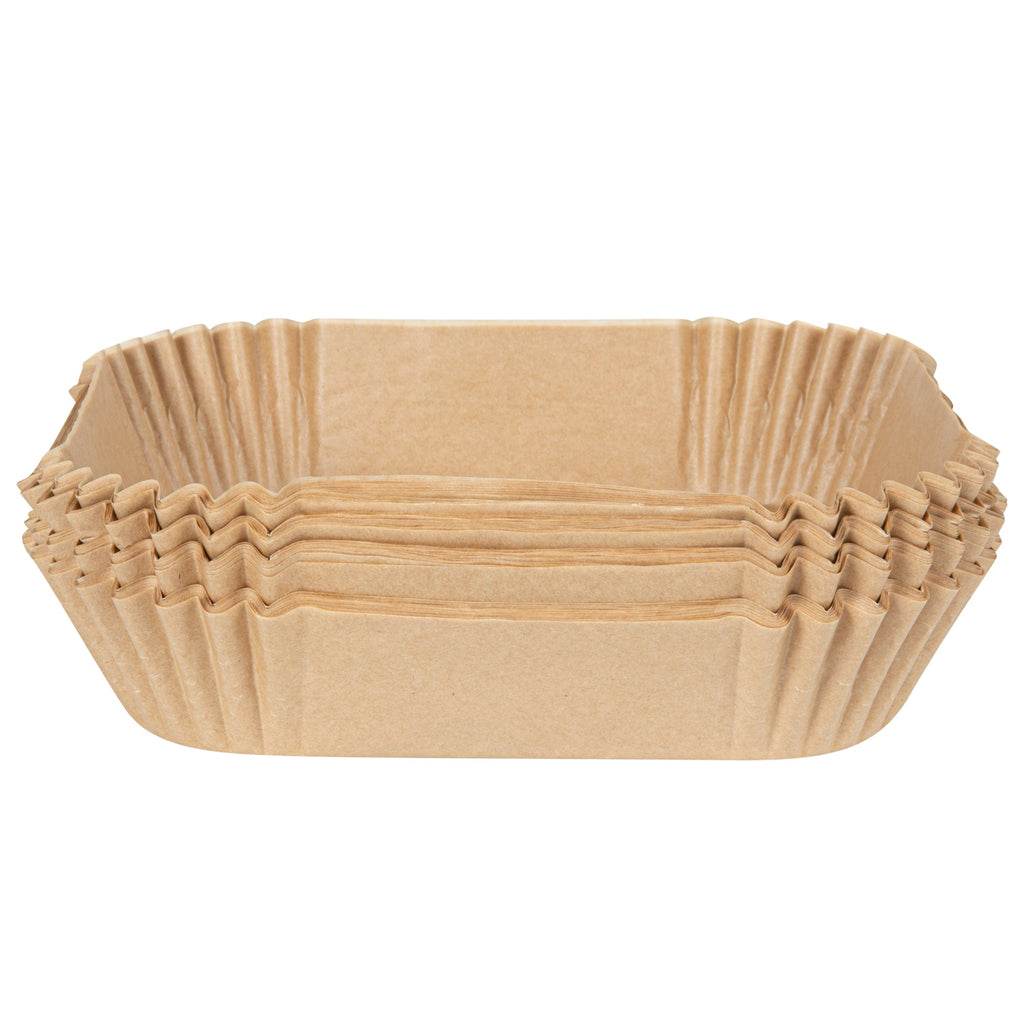 Pastry Tek Square Unbleached Air Fryer Liner / Parchment Paper - Silicone Coated - 6 1/4" x 6 1/4" x 1 3/4" - 100 count box
