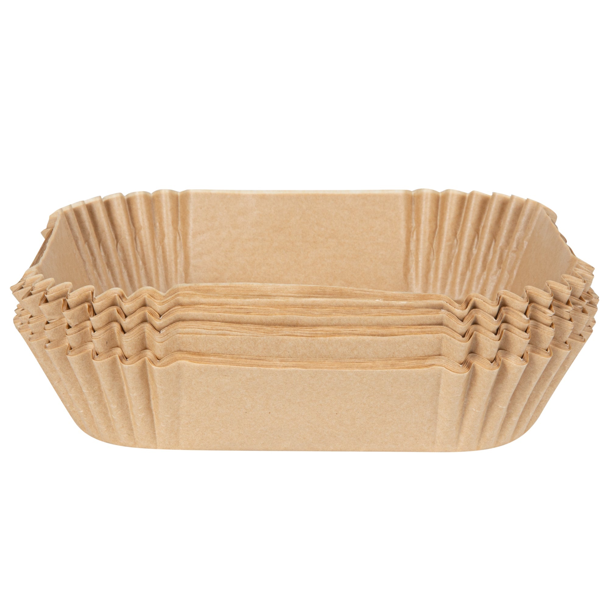 Pastry Tek Square Unbleached Air Fryer Liner / Parchment Paper - Silicone Coated - 6 1/4" x 6 1/4" x 1 3/4" - 100 count box