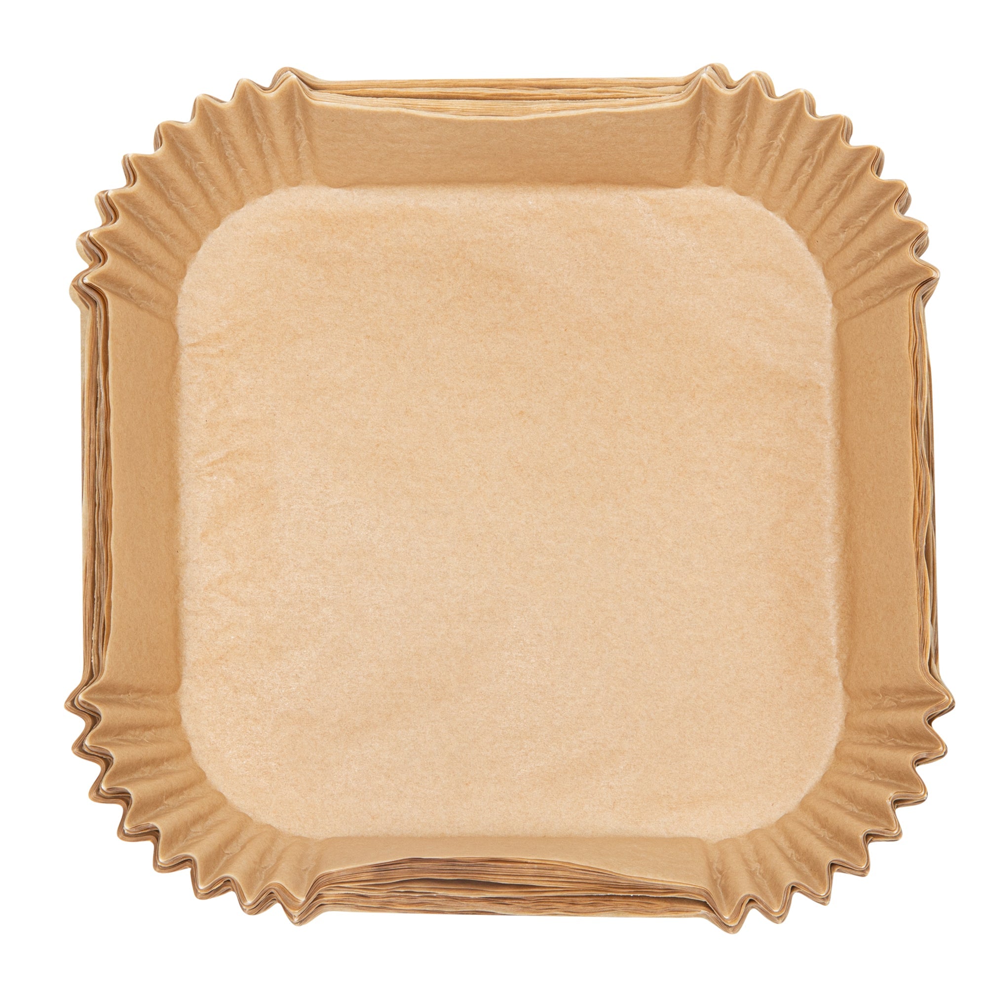 Pastry Tek Square Unbleached Air Fryer Liner / Parchment Paper - Silicone Coated - 6 1/4" x 6 1/4" x 1 3/4" - 100 count box