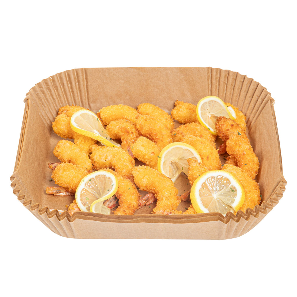 Pastry Tek Square Unbleached Air Fryer Liner / Parchment Paper - Silicone Coated - 8" x 8" x 1 3/4" - 100 count box