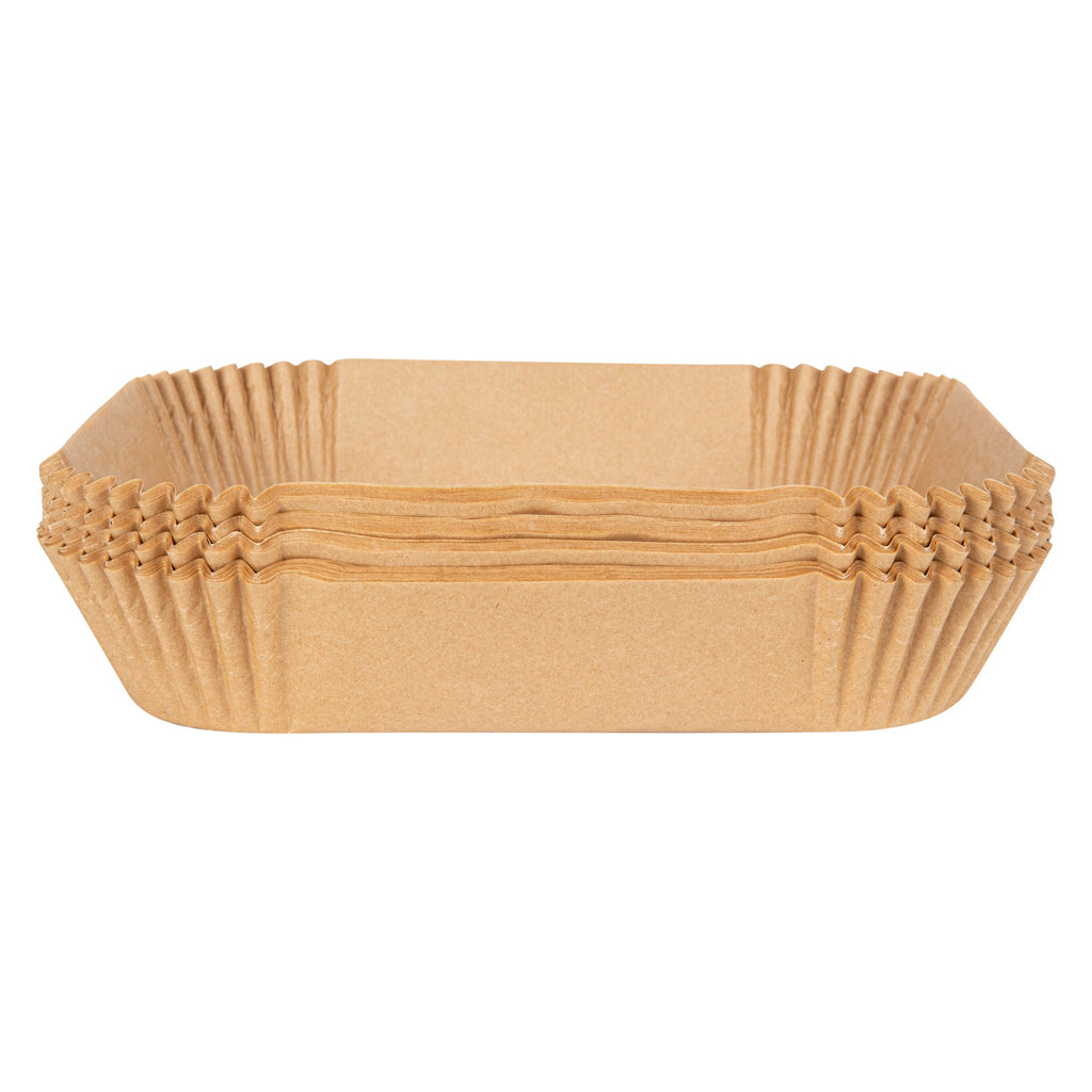 Pastry Tek Square Unbleached Air Fryer Liner / Parchment Paper - Silicone Coated - 8" x 8" x 1 3/4" - 100 count box