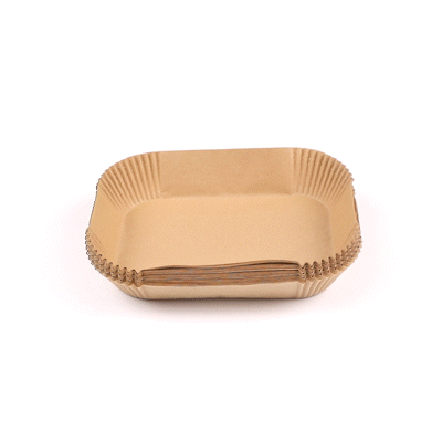 Pastry Tek Rectangle Unbleached Air Fryer Liner / Parchment Paper - Silicone Coated - 8" x 5 1/2" x 1 3/4" - 100 count box