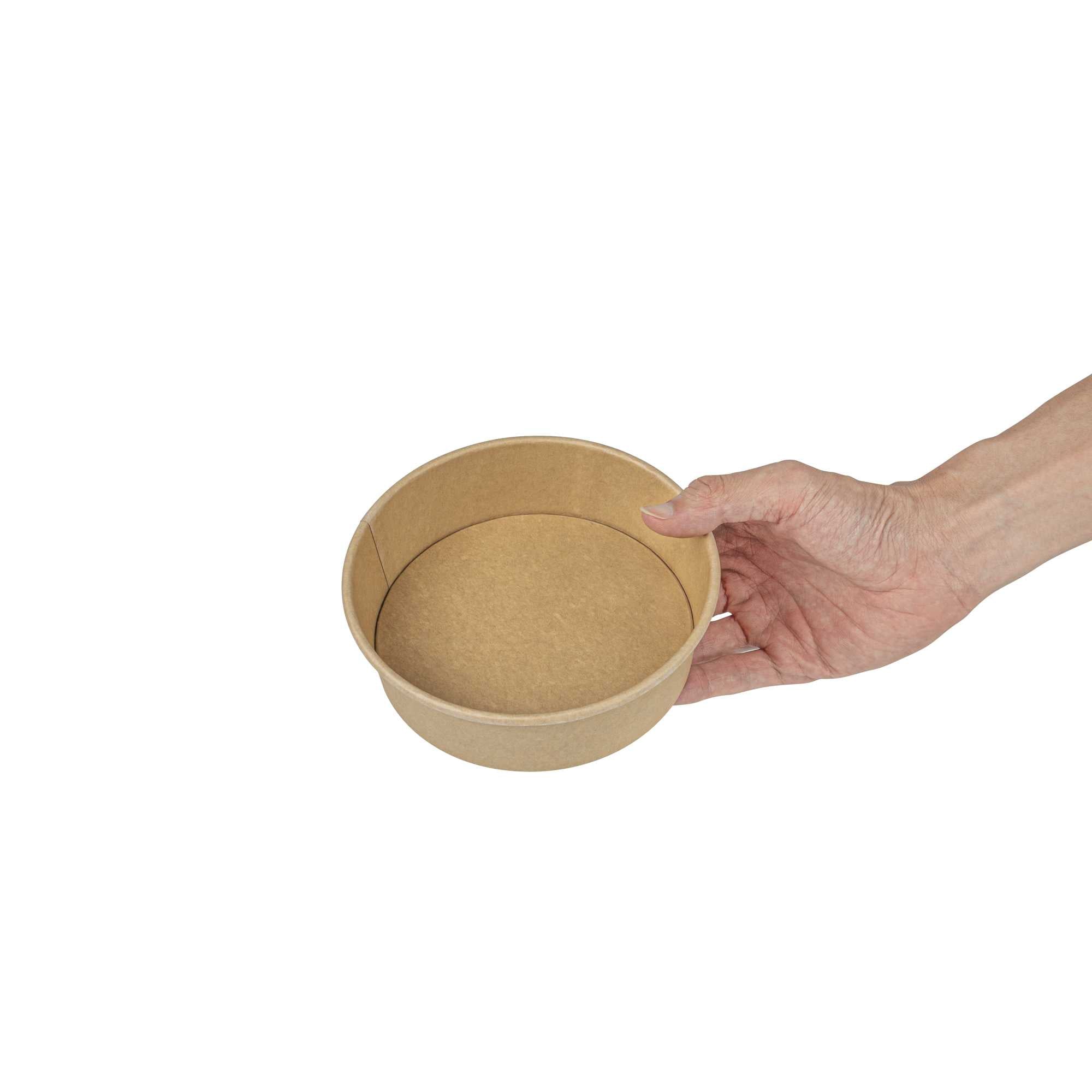 Bio Tek 17 oz Round Kraft Paper Take Out Container - 6" x 6" x 1 3/4" - 50 count box