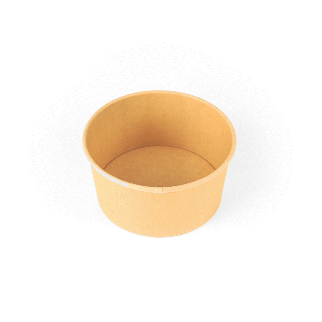 Bio Tek 34 oz Round Kraft Paper Take Out Container - 6" x 6" x 3" - 50 count box