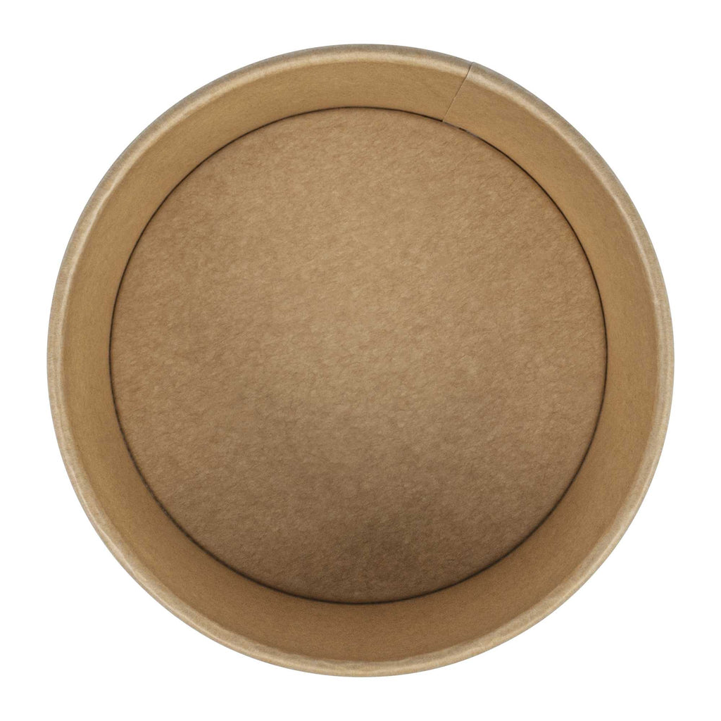 Bio Tek 34 oz Round Kraft Paper Take Out Container - 6" x 6" x 3" - 50 count box