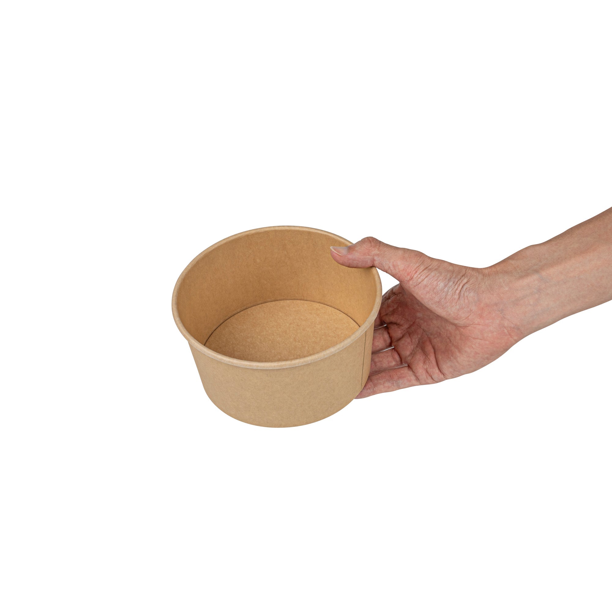 Bio Tek 34 oz Round Kraft Paper Take Out Container - 6" x 6" x 3" - 200 count box