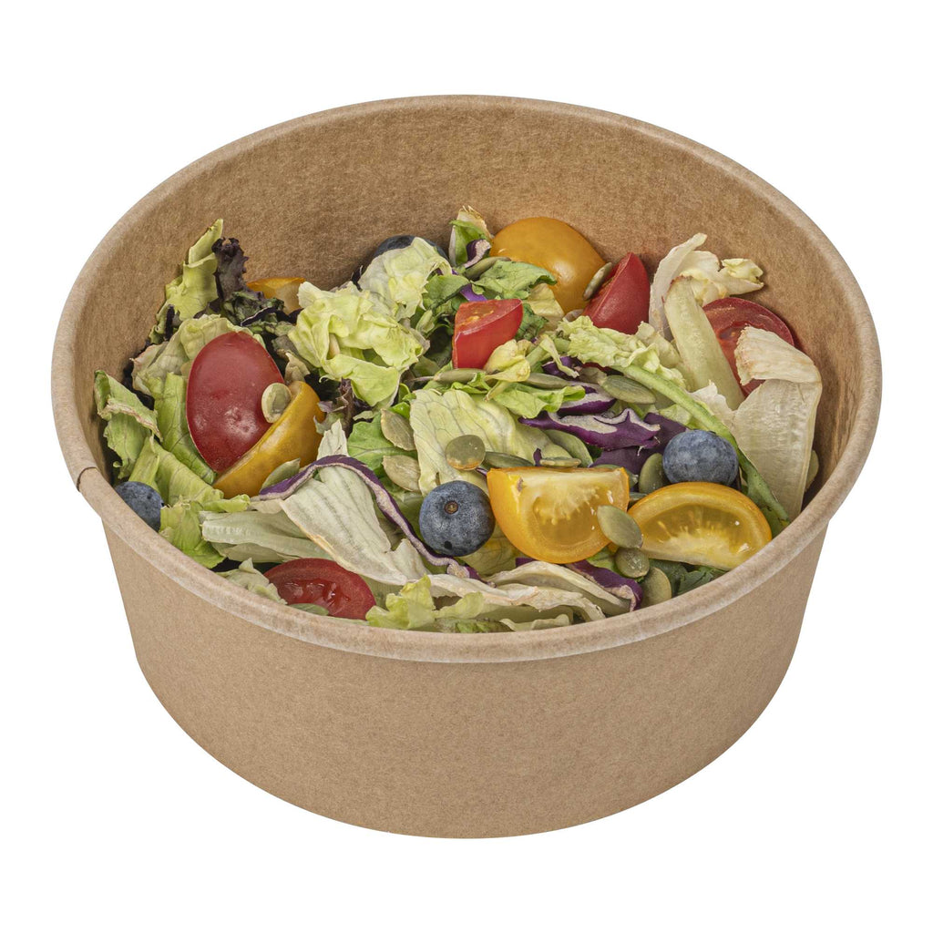 Bio Tek 37 oz Round Kraft Paper Take Out Container - 6 1/2" x 6 1/2" x 2 1/2" - 50 count box